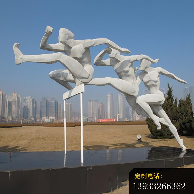 公园不锈钢跨栏运动景观人物雕塑_800*800