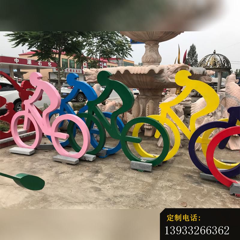 公园不锈钢骑单车运动人物雕塑_800*800