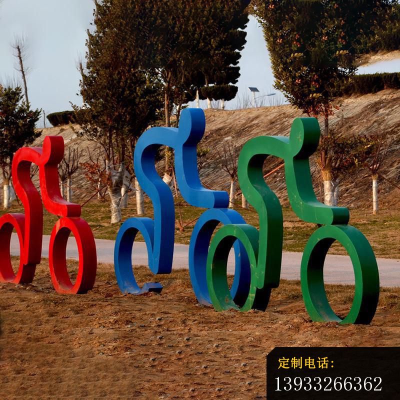 公园不锈钢骑车人物景观雕塑_800*800