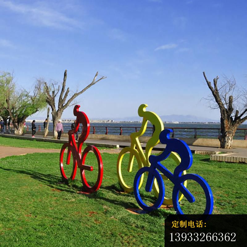公园不锈钢骑单车人物运动雕塑_800*800