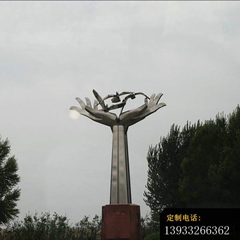广场不锈钢托起明天抽象雕塑_800*800