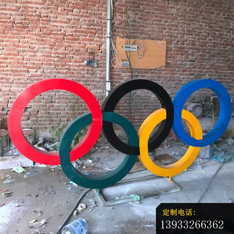 广场不锈钢奥运五环运动标志雕塑_800*800