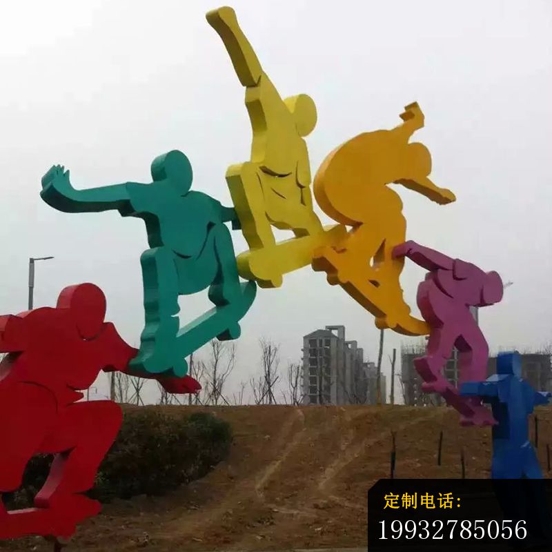 运动人物雕塑，不锈钢抽象人物 (2)_800*800