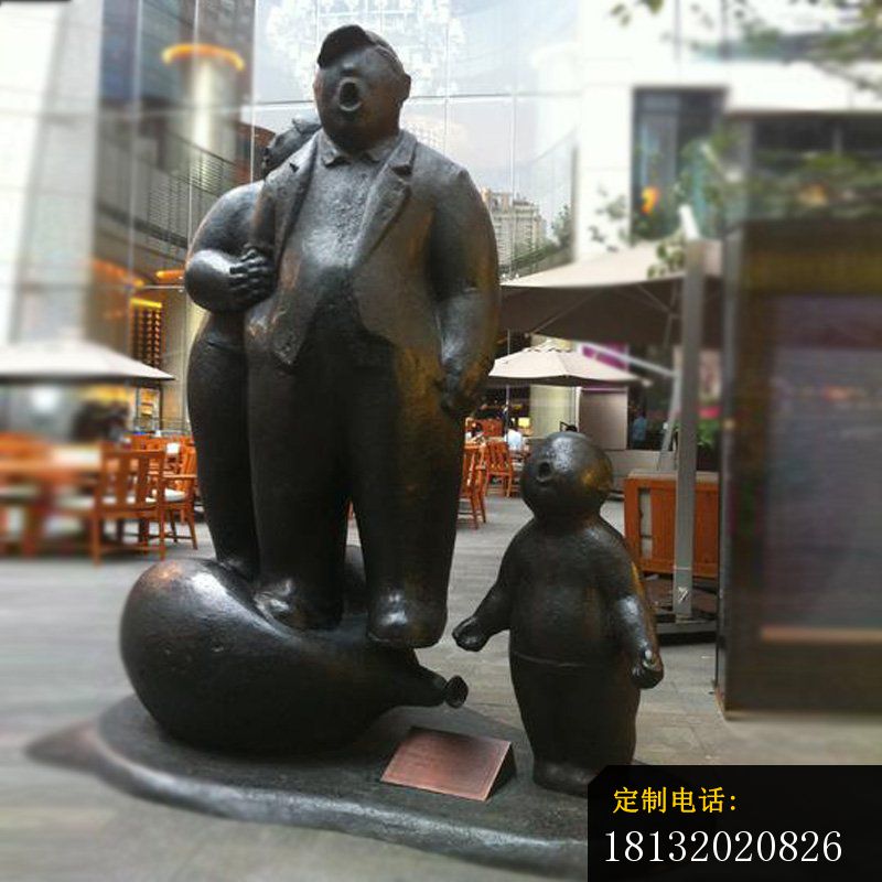 唱歌的一家三口铜雕，抽象人物铜雕_800*800