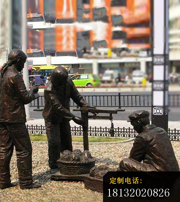 称白菜的人物铜雕，公园小品铜雕_624*700