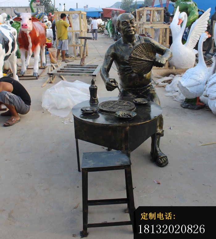 吃火锅的人物铜雕公园小品铜雕_700*773