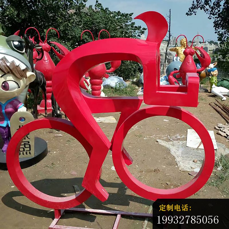不锈钢抽象骑单车的人物雕塑，校园景观摆件_800*800