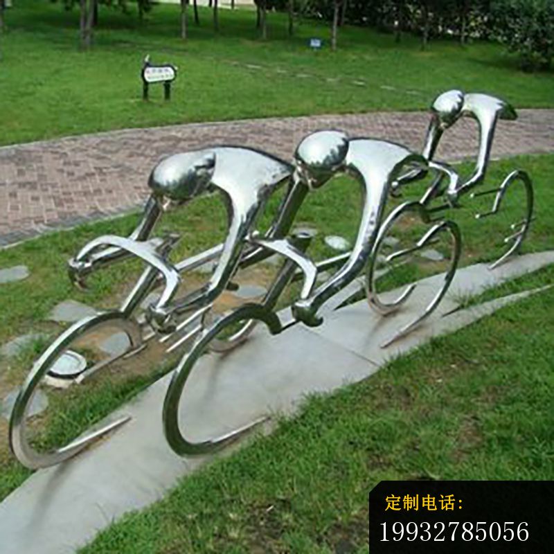 不锈钢骑自行车，抽象雕塑_800*800