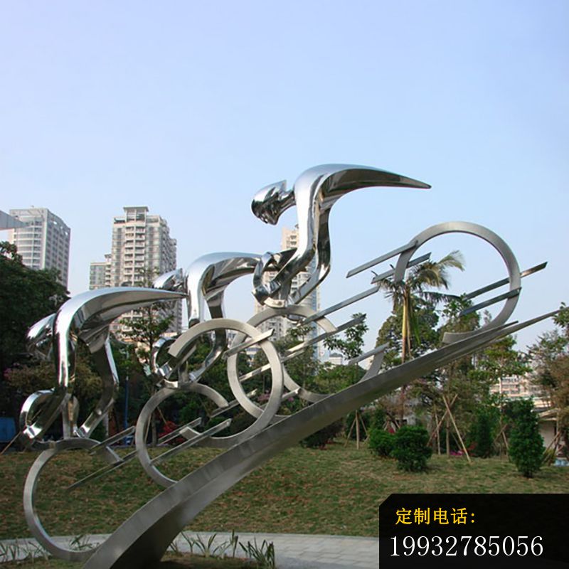 不锈钢赛车雕塑，不锈钢运动雕塑_800*800