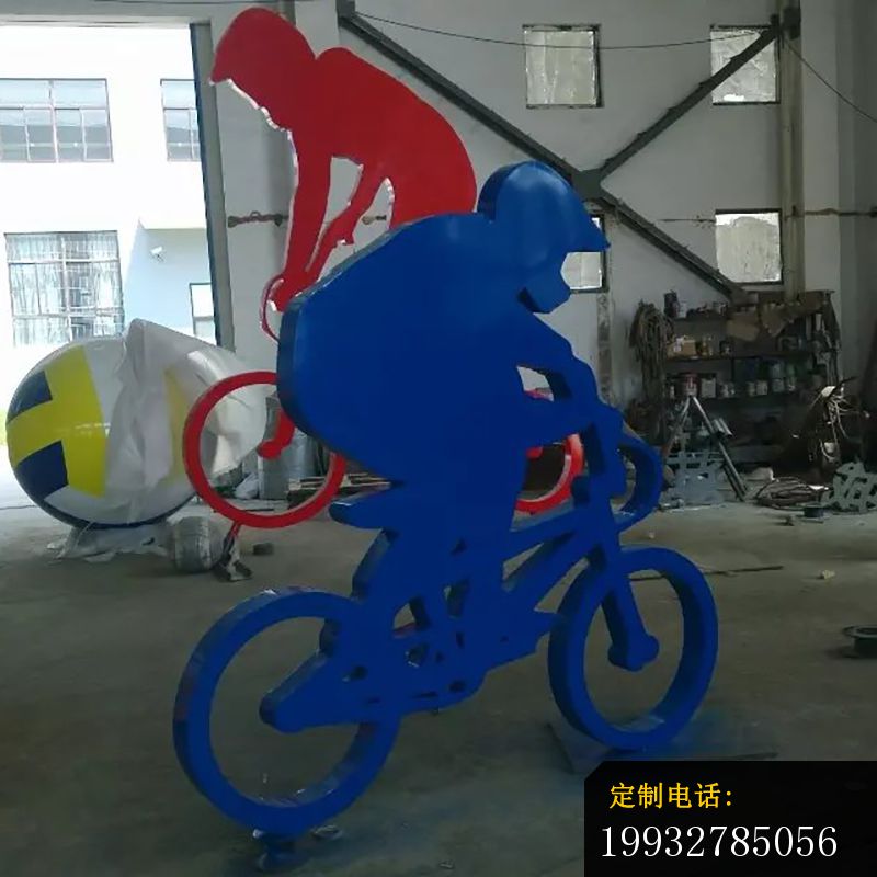 不锈钢骑自行车雕塑，不锈钢运动雕塑 (1)_800*800