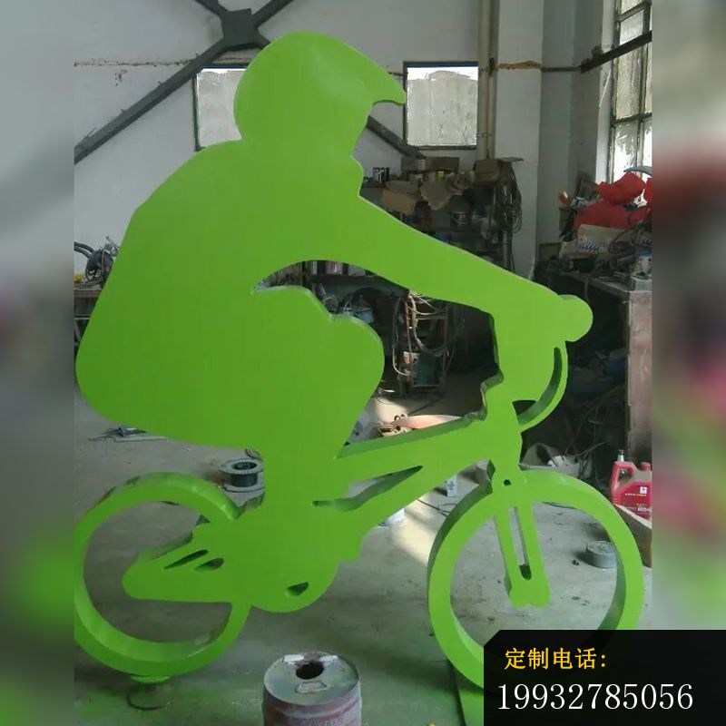 不锈钢骑自行车雕塑，不锈钢运动雕塑 (3)_800*800