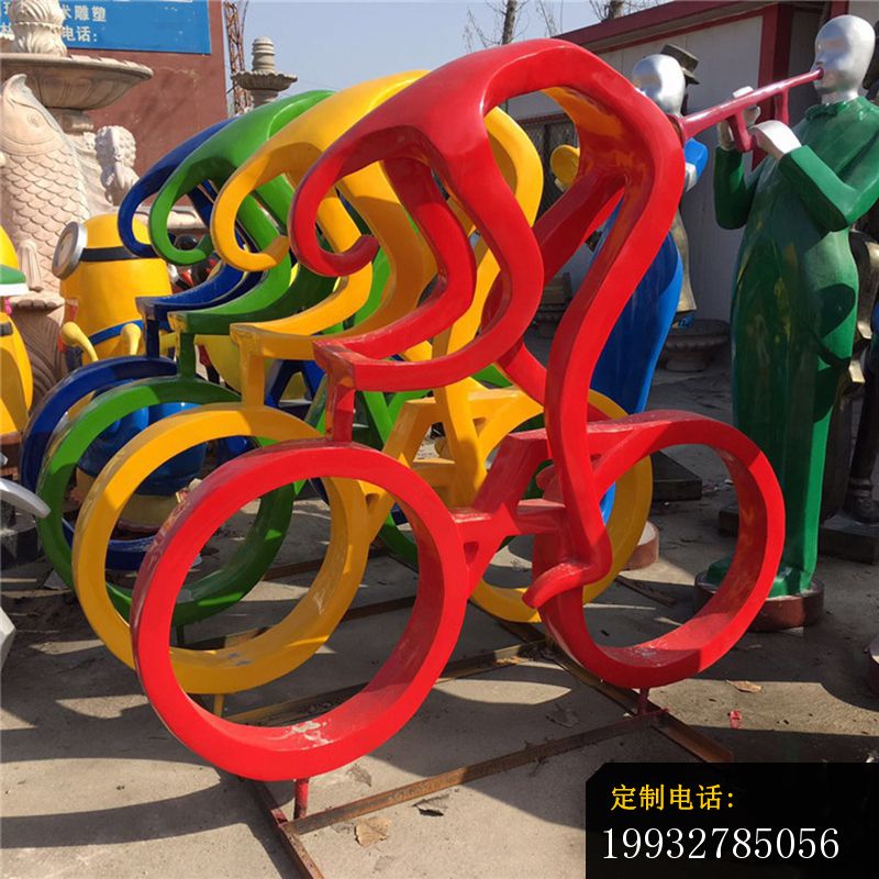 公园景观摆件 ，不锈钢抽象骑单车人物雕塑 (2)_800*800