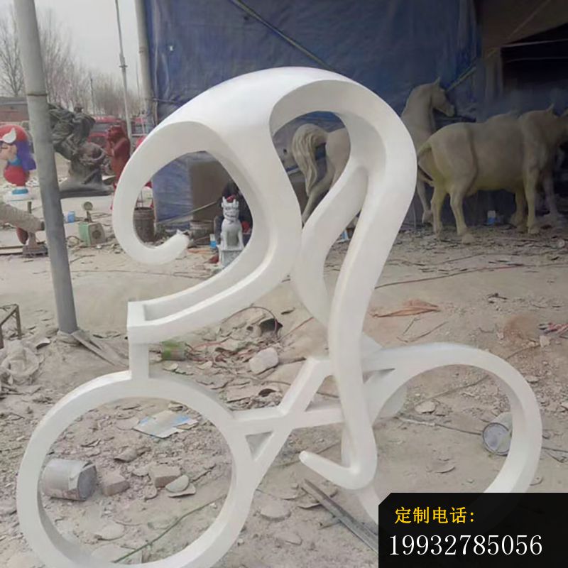 不锈钢骑自行车抽象  公园景观雕塑_800*800