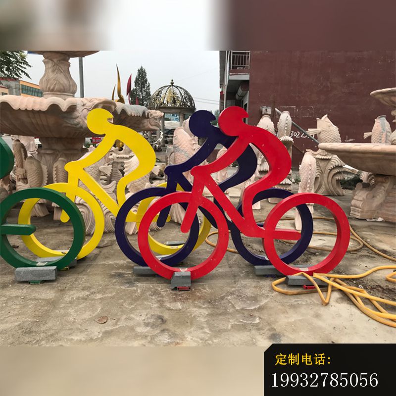 骑车雕塑，不锈钢公园运动雕塑 (2)_800*800