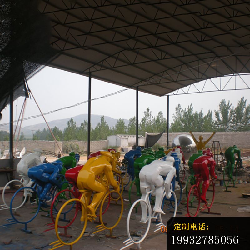 不锈钢骑自行车雕塑，不锈钢运动雕塑_800*800