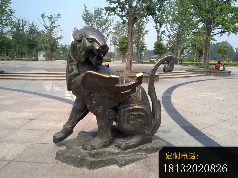 抽象飞狮铜雕，广场景观铜雕 (2)_800*600