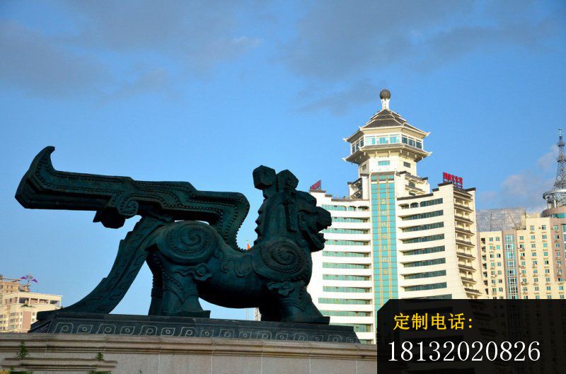 抽象飞狮铜雕，广场景观铜雕_800*529