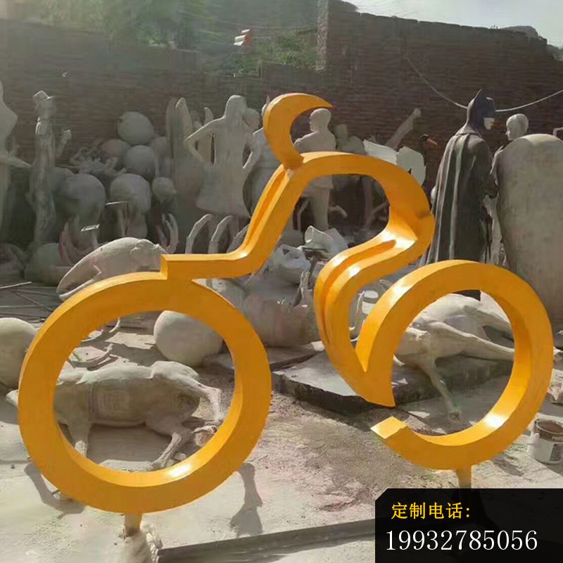 公园景观摆件，不锈钢抽象骑单车的人物雕塑_800*800