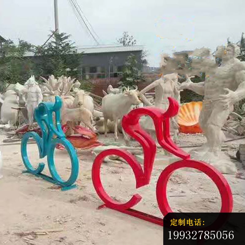 公园景观雕塑，不锈钢抽象骑单车人物雕塑_800*800