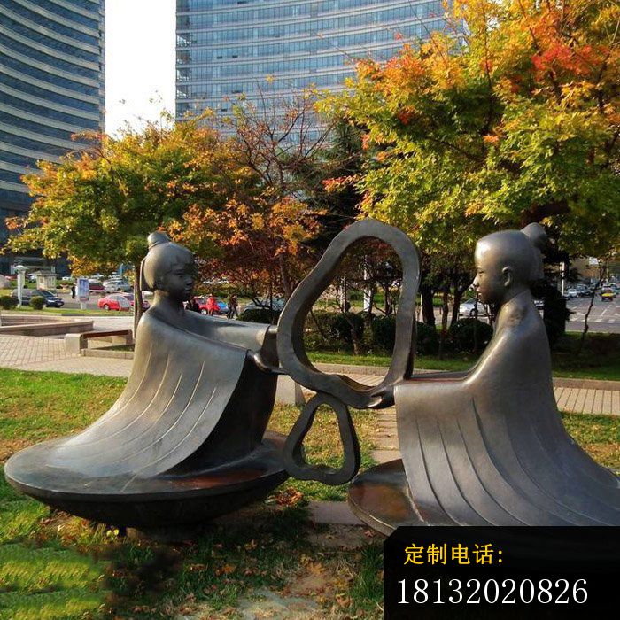 抽象孔融让梨铜雕，小区景观铜雕_700*700