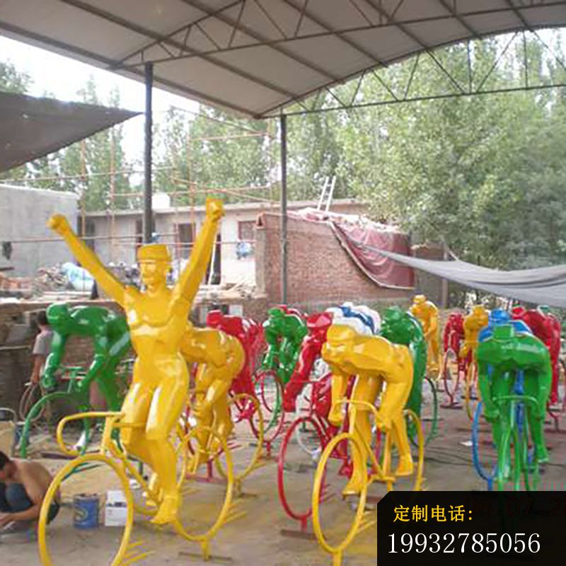 不锈钢赛车雕塑，自行车雕塑 (2)_800*800