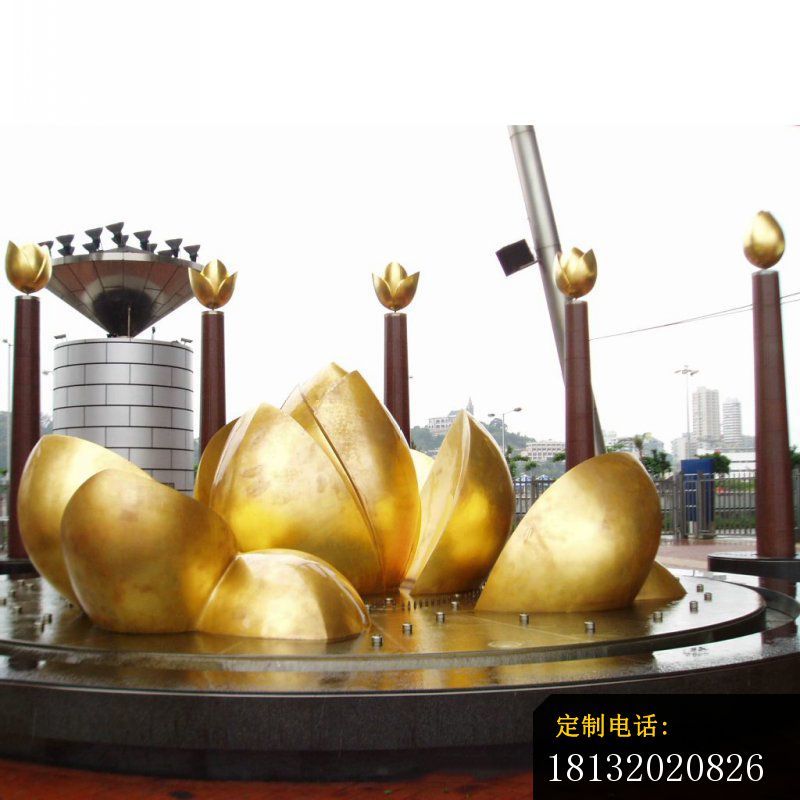 抽象莲花铜雕，广场景观铜雕_800*800