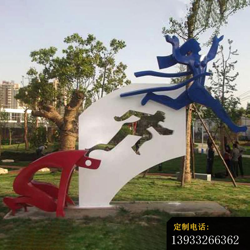 公园不锈钢跑步运动人物景观雕塑_800*800