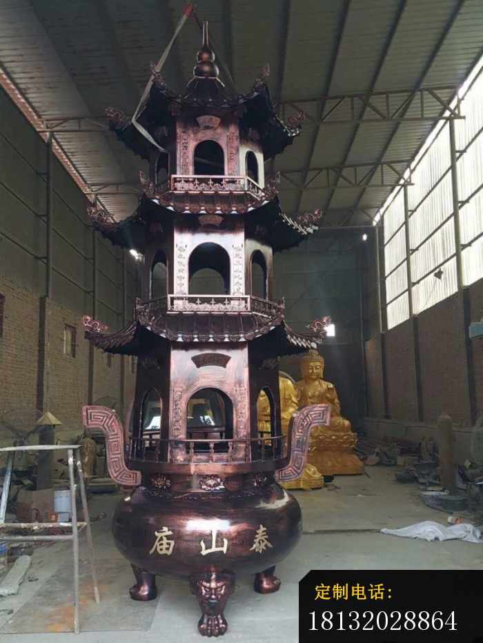 寺庙多层香炉铜雕_700*932