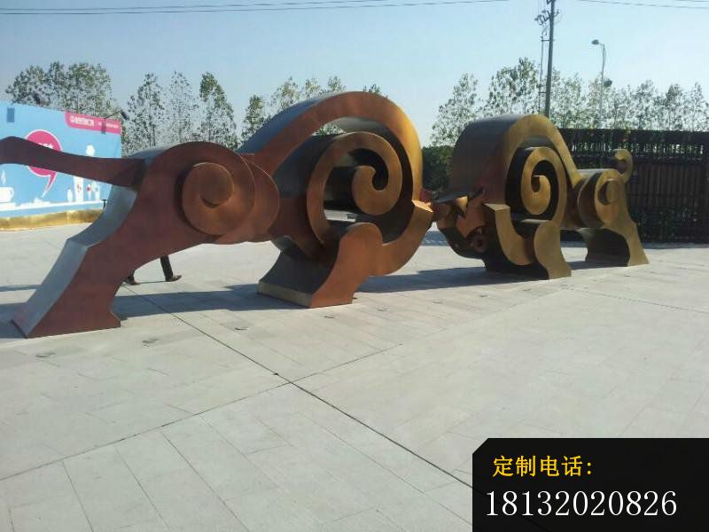 抽象牛铜雕，公园动物铜雕_800*600