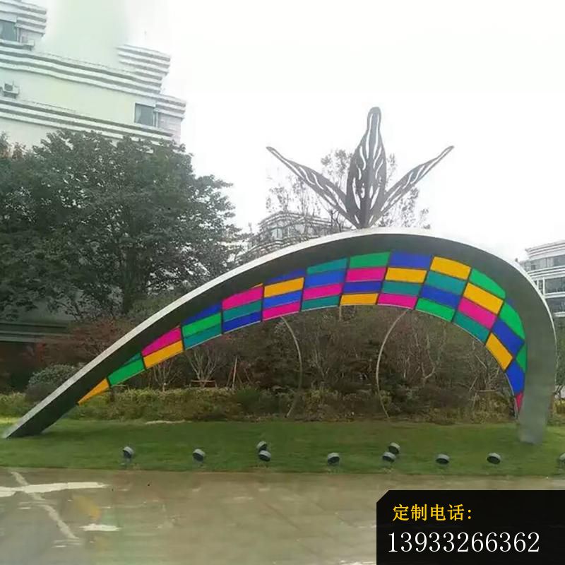 广场不锈钢彩色拼接景观雕塑_800*800