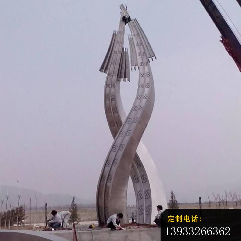 广场不锈钢抽象交叉标志雕塑_800*800
