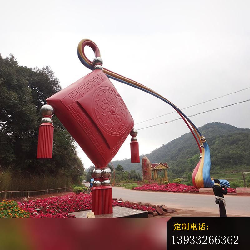 公园不锈钢抽象中国结拱门雕塑_800*800