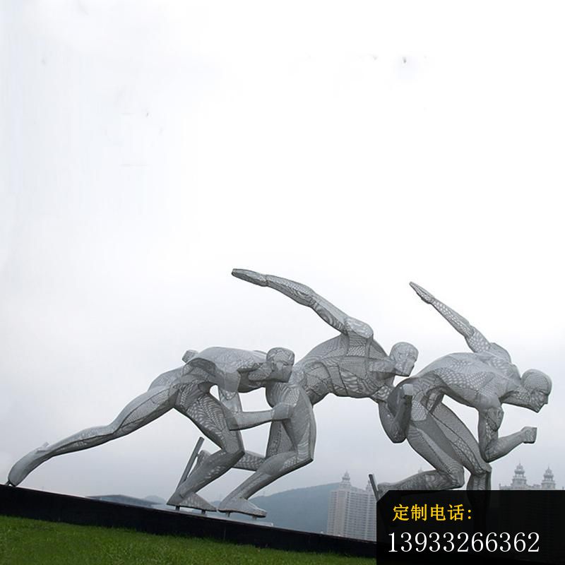 广场不锈钢抽象滑雪人物雕塑_800*800