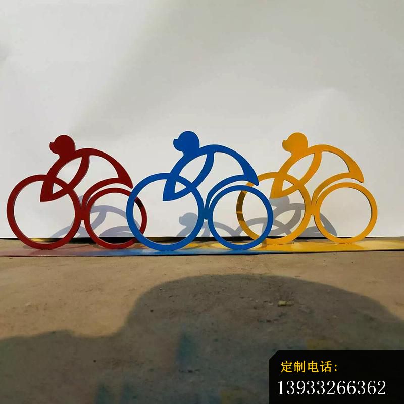 公园不锈钢抽象骑车运动人物雕塑_800*800