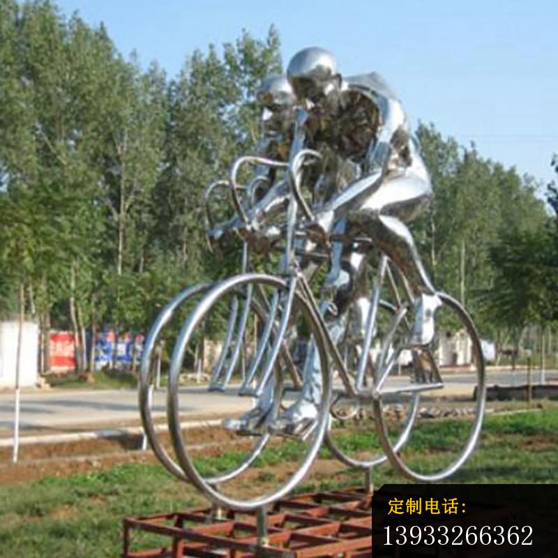 公园不锈钢骑单车运动人物景观雕塑_800*800