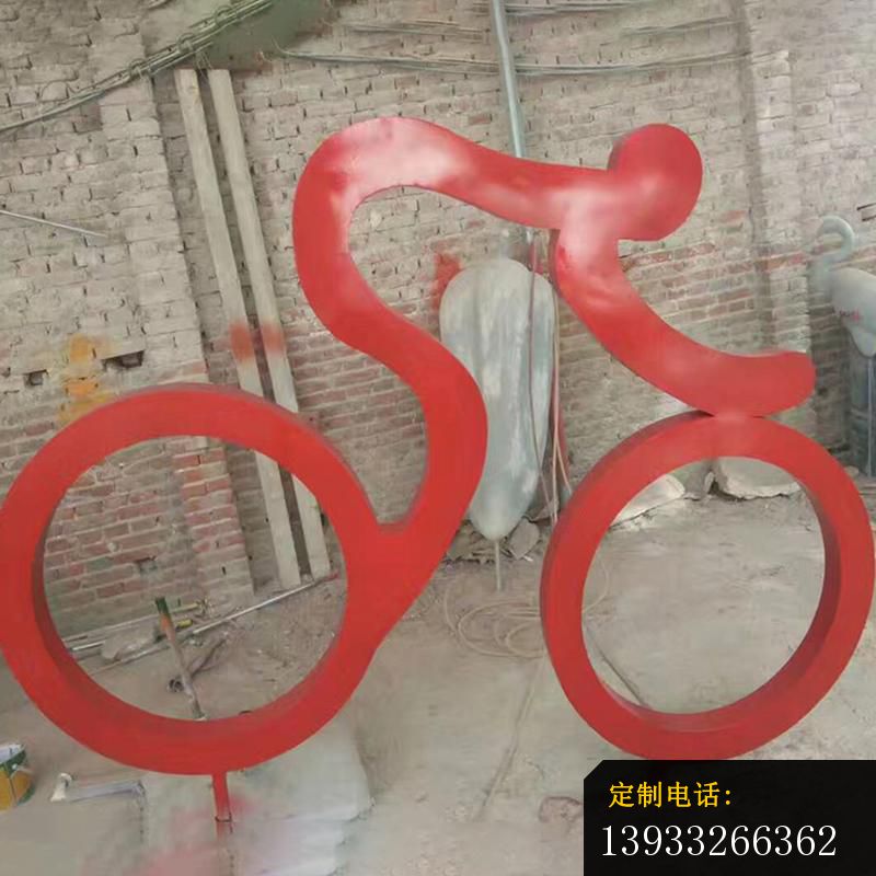 公园不锈钢抽象骑单车的人物雕塑_800*800