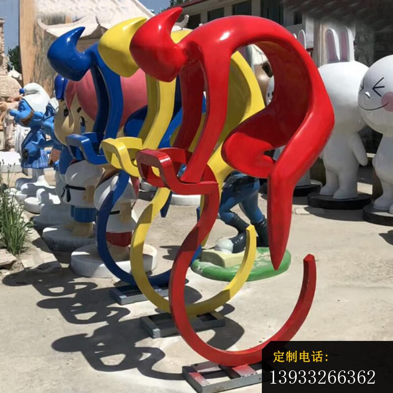 公园不锈钢抽象骑单车的人物雕塑_800*800