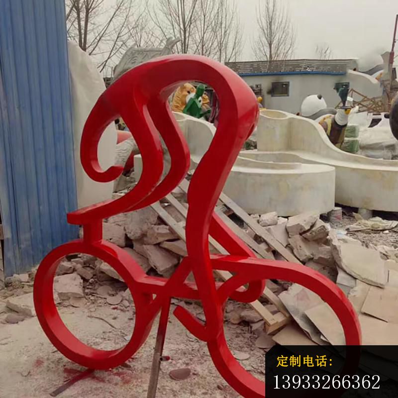公园不锈钢抽象骑单车的人物雕塑_800*800