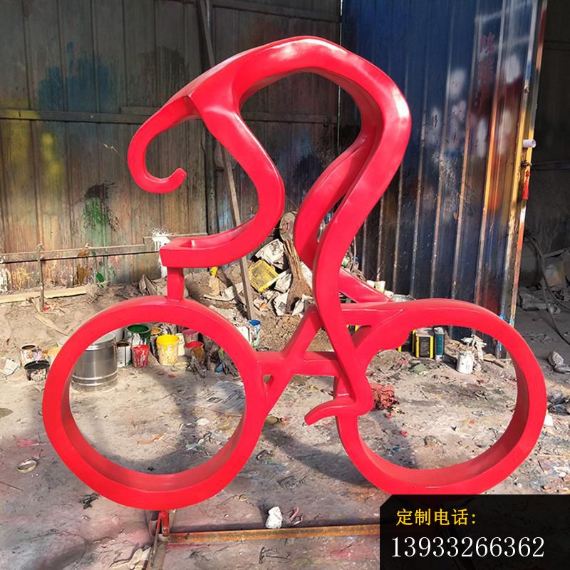 不锈钢抽象骑单车运动人物景观雕塑_800*800