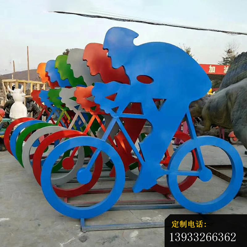 公园不锈钢抽象骑单车的运动人物雕塑_800*800