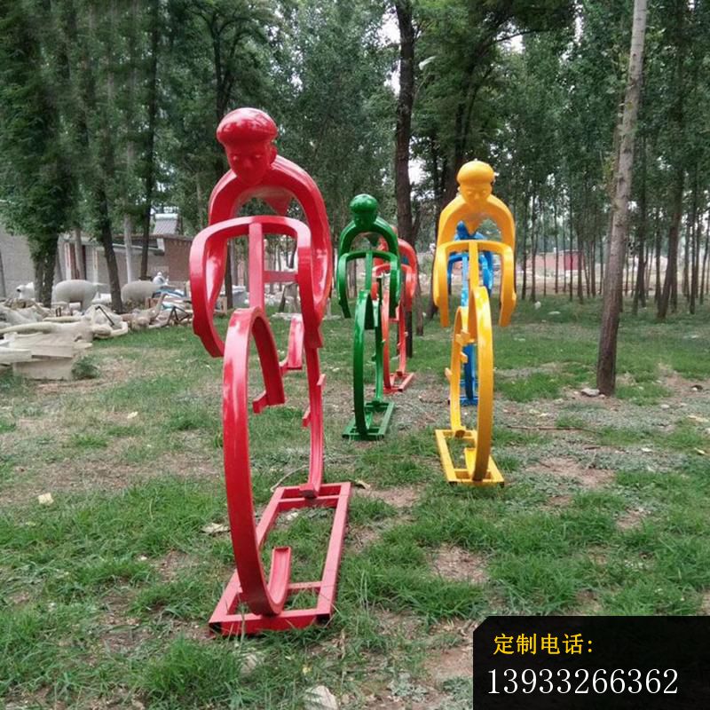 公园不锈钢抽象骑单车运动人物雕塑_800*800