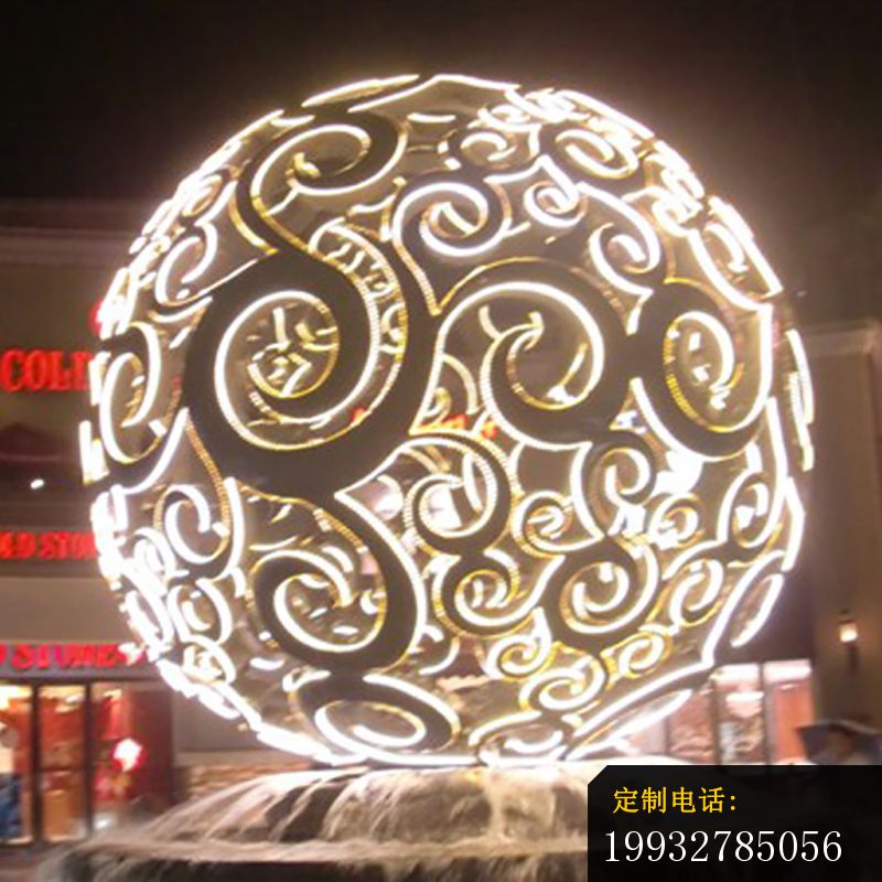 不锈钢发光镂空球 商场门口景观雕塑_800*800