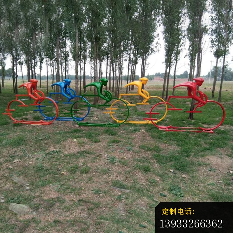 公园不锈钢抽象骑单车人物雕塑_800*800