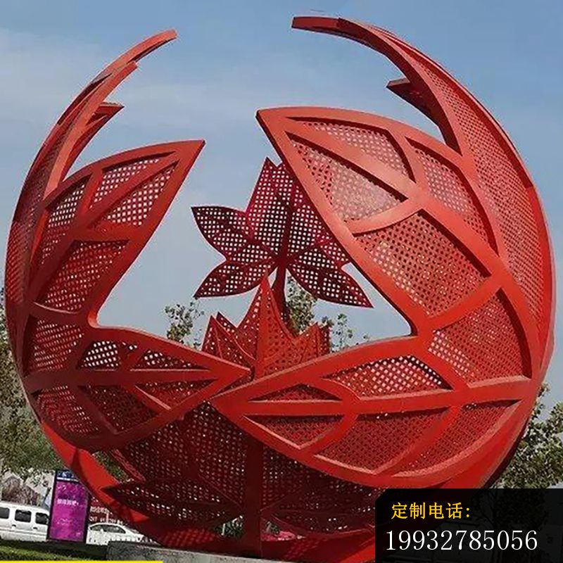 不锈钢枫叶球   公园景观雕塑_800*800