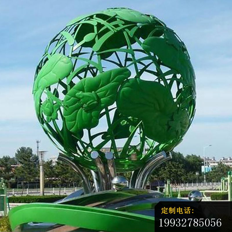 不锈钢荷花空缕球  广场景观雕塑_800*800