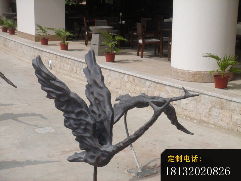 抽象仙鹤铜雕，公园动物铜雕_800*600