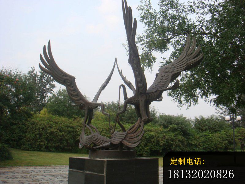 抽象仙鹤铜雕，公园景观铜雕_800*600