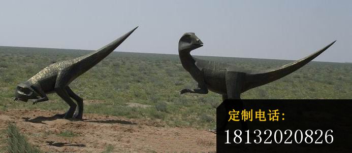 抽象小恐龙铜雕，公园动物铜雕_693*302