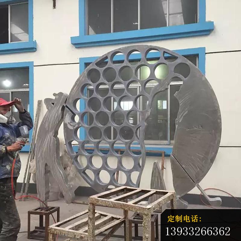 不锈钢打高尔夫球运动人物雕塑_800*800