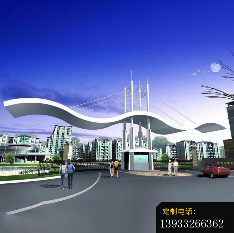 小区不锈钢大门景观雕塑_800*799